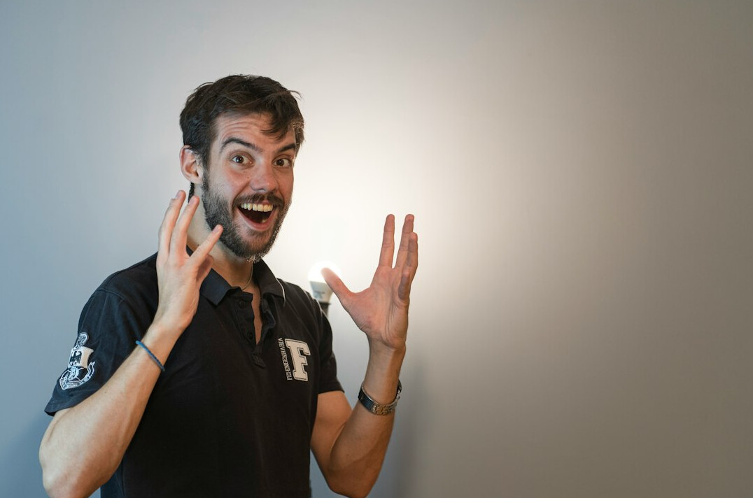 man explaining idea