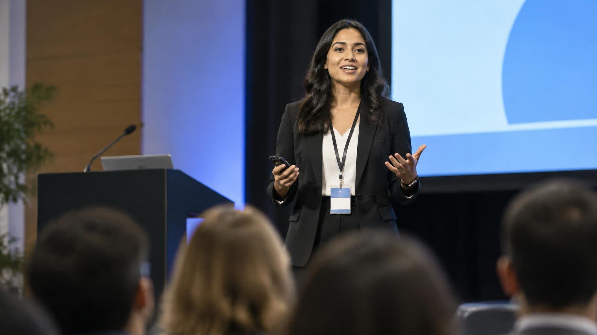 person speaking to audience